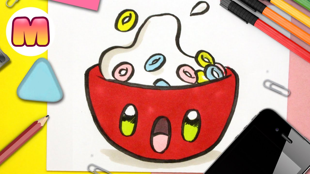 COMO DIBUJAR CEREALES KAWAII 🥣 dibujos faciles kawaii 🥣 Aprender a dibujar con Jape