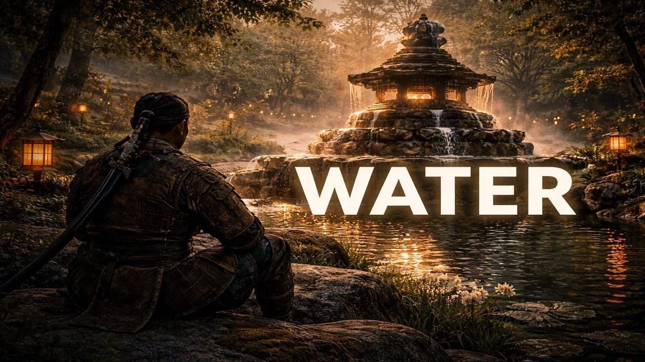 JAPANESE GARDEN FOUNTAIN 🌿💧 | GHOST OF TSUSHIMA INSPIRED MEDITATION AMBIENCE FOR SLEEP