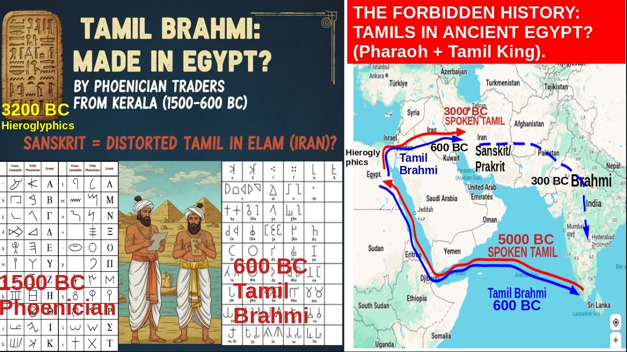 Was Tamil Brahmi Script Created in Egypt? Was Sanskrit a  distorted duplicate of Tamil from Iran?