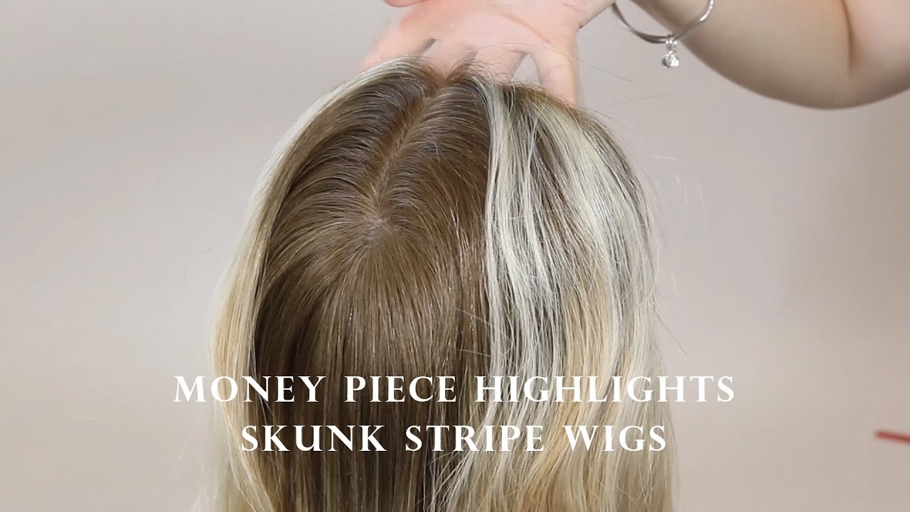 Money Piece Highlights Skunk Stripe Wigs 