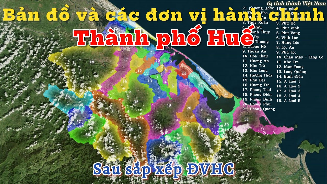 40 xã phường Thành phố Huế sau khi thực hiện sắp xếp đơn vị hành chính
