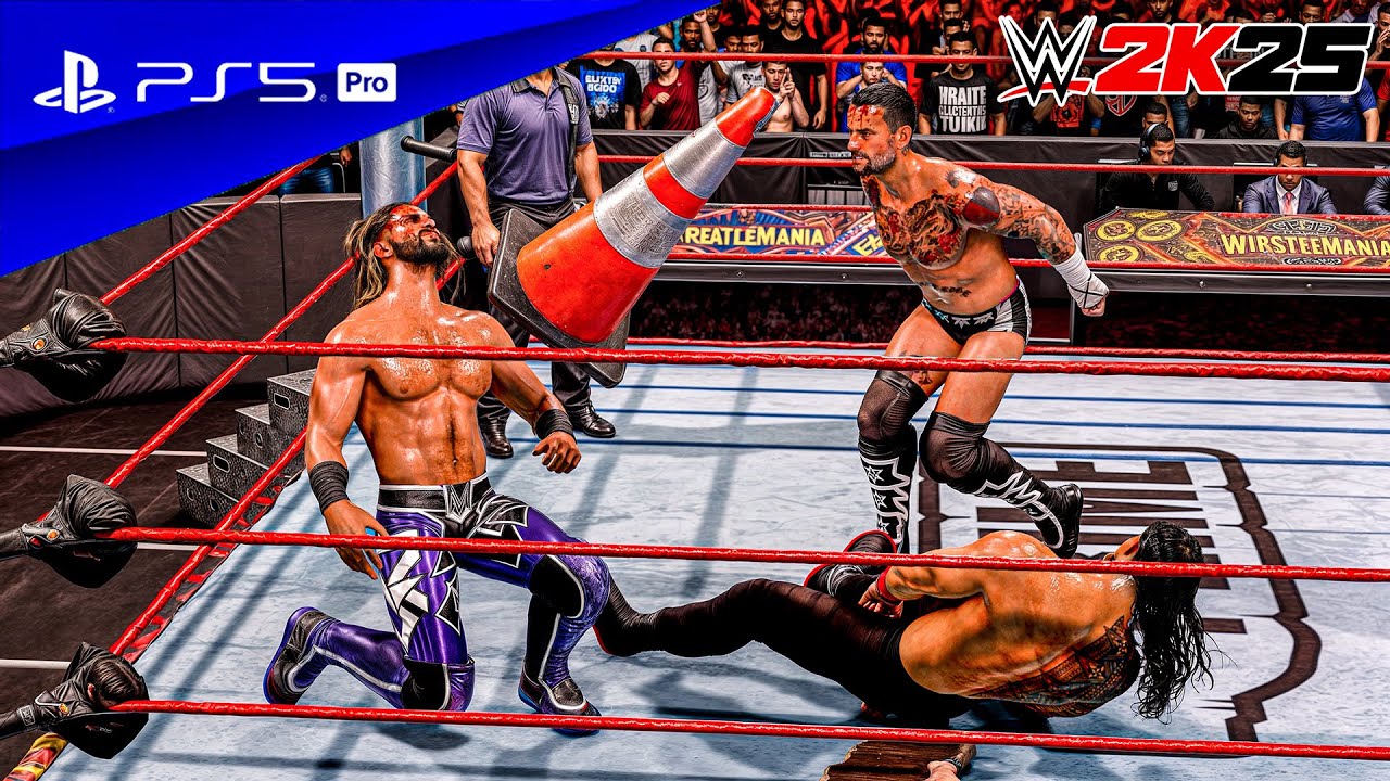 WWE 2K25 - Roman Reigns vs CM Punk vs Seth Rollins | Triple Threat WrestleMania 41 | PS5™ Pro [4K60]