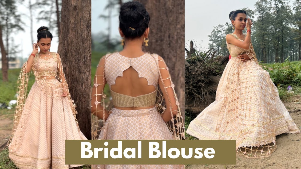 Bridal Blouse Cutting and Stitching Full Class / Blouse Back Part Design Full Tutorial 