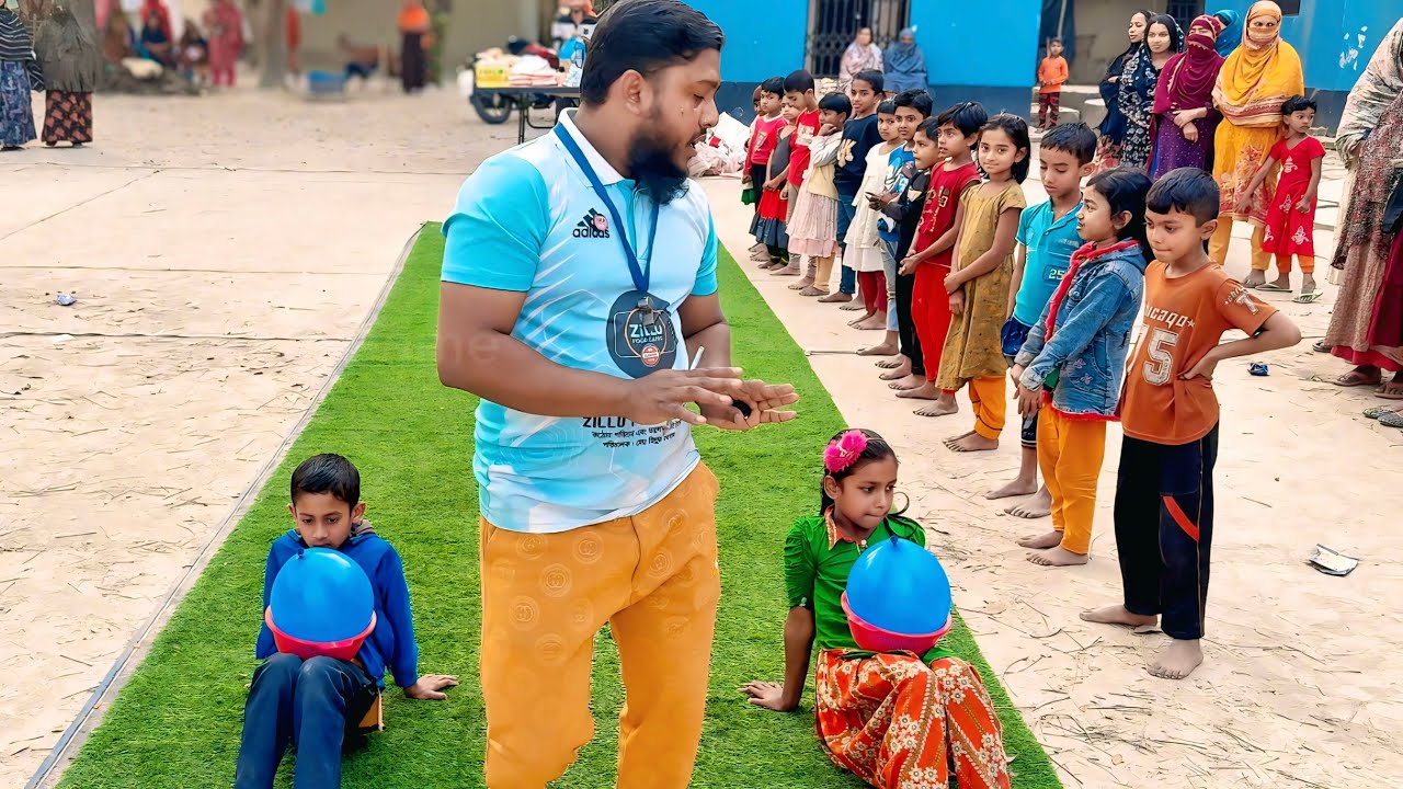 Unexpected Village boys and girls play the game of walking upside down with balloons 🎈