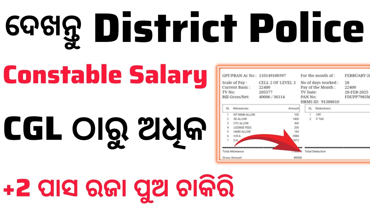 Odisha District Police Constable Salary ! Odisha Police Recruitment 2025 ! Odisha Govt Jobs