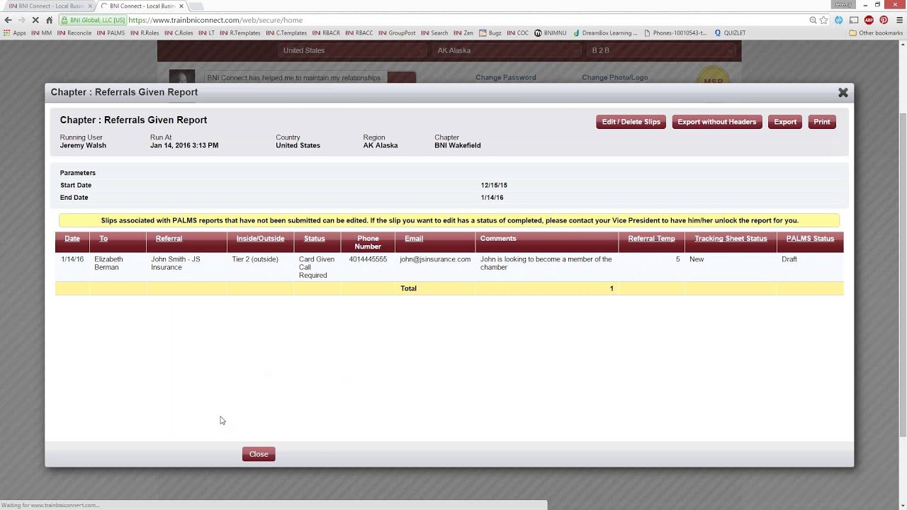 Step 2: Giving & Tracking Referrals Online - January 14, 2016