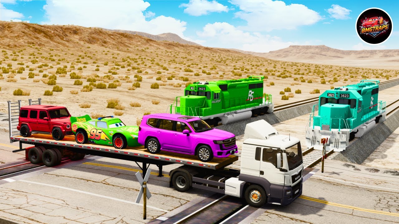Flatbed Truck Mcqueen | Transportation with Truck - Pothole vs Car #13- BeamNG.Drive