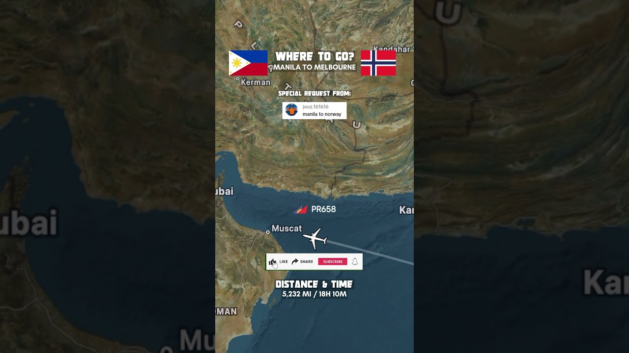 🇵🇭Manila to Oslo🇳🇴 | Flight Route ✈️🗺️