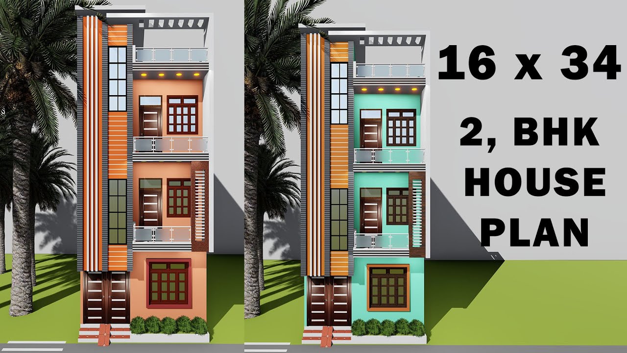 किराए के लिए छोटा सा घर का नक्शा  3D small 16 by 34 house plan 16x34 makan ka naksha
