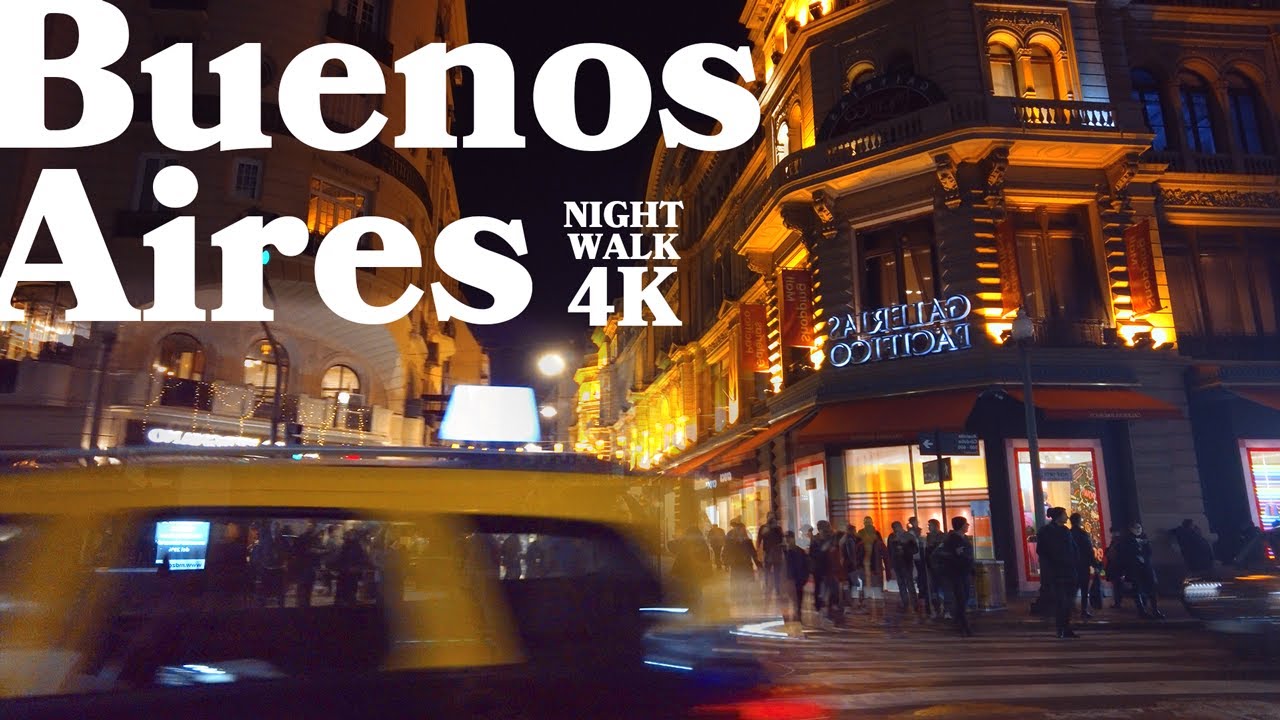 Night Walking Tour [4K] Buenos Aires — Rua Florida, Av Corrientes & Obelisco