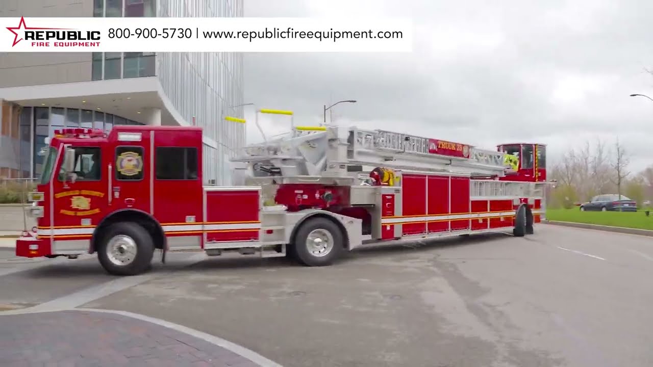 The Sutphen SLTDA 105 Tractor Drawn Aerial Fire Truck