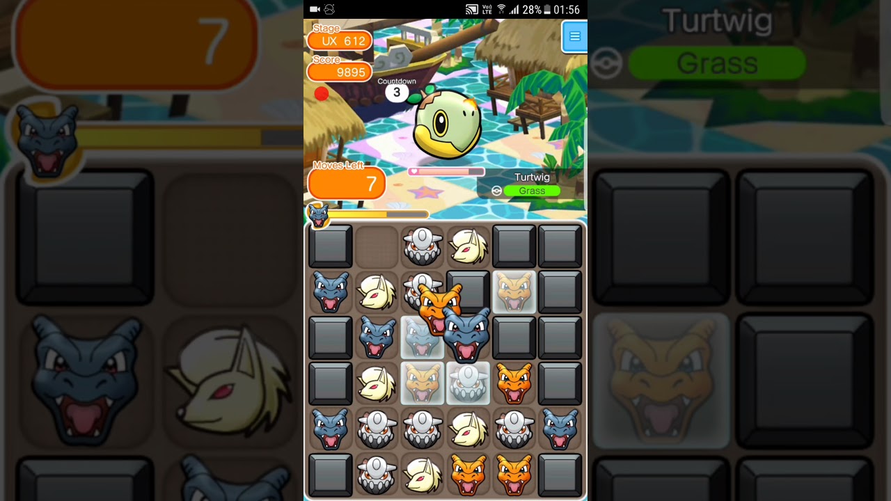 Pokemon Shuffle Mobile UX Stage 612 Turtwig ITEMLESS『ポケとる スマホ版』