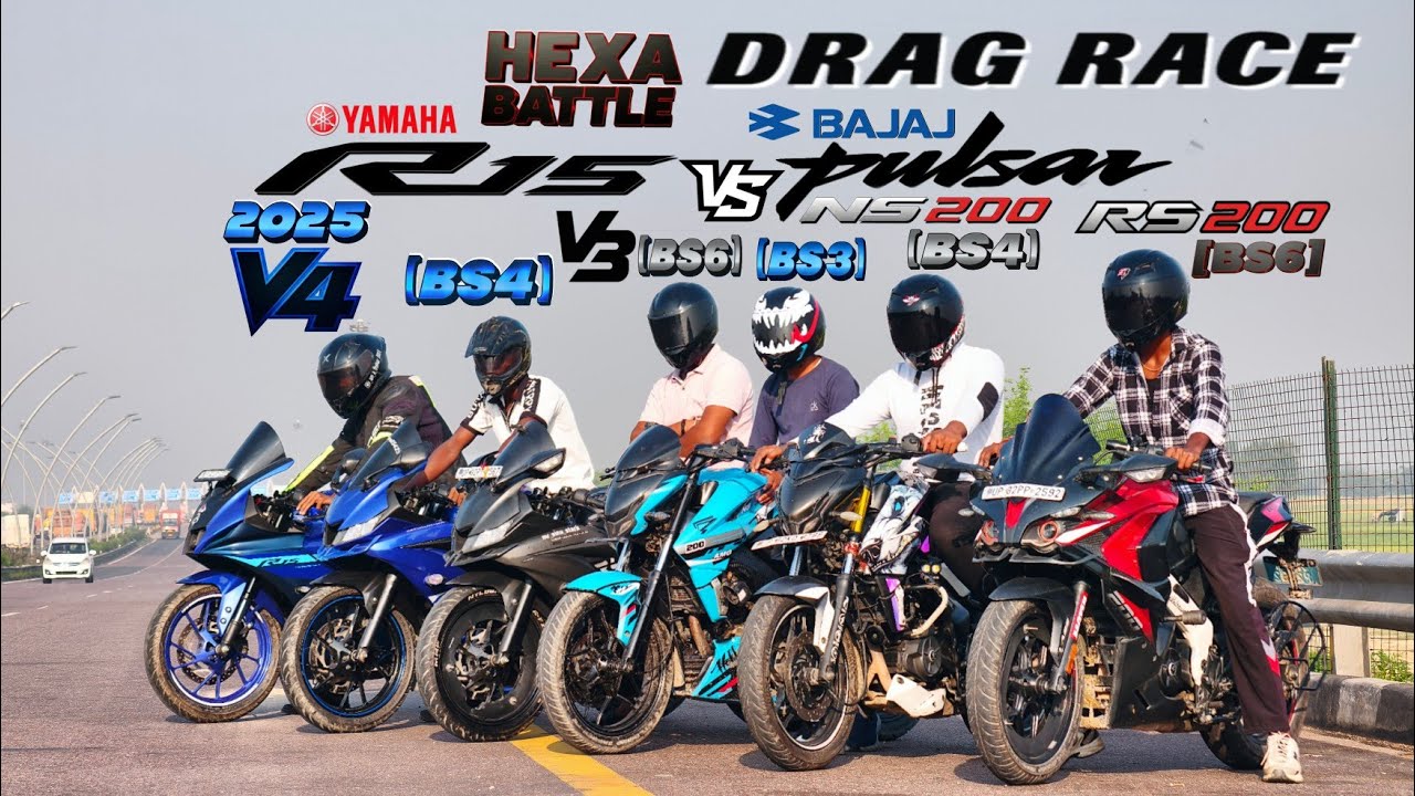 2025 R15V4 VS R15V3 BS4/BS7 VS NS200 BS3/BS4 VS RS200 E20🔥||Drag Race 💥||Hexa battle ☠️||