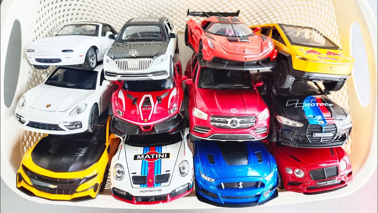 Коробка, полная литых моделей автомобилей, лучшие игрушечные машинки, Cyber ​​Truck, Ferrari, GT5...