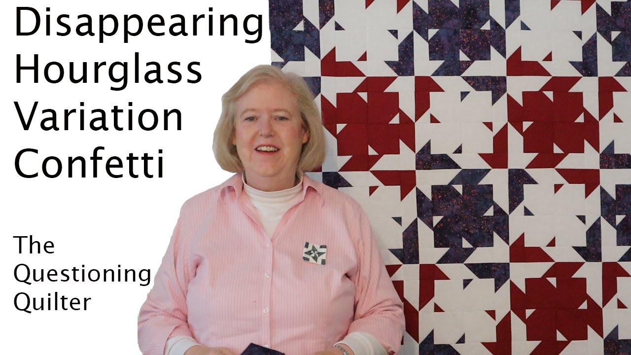 Disappearing Hourglass Variation Confetti.  Disappearing Quilt Block Series #1