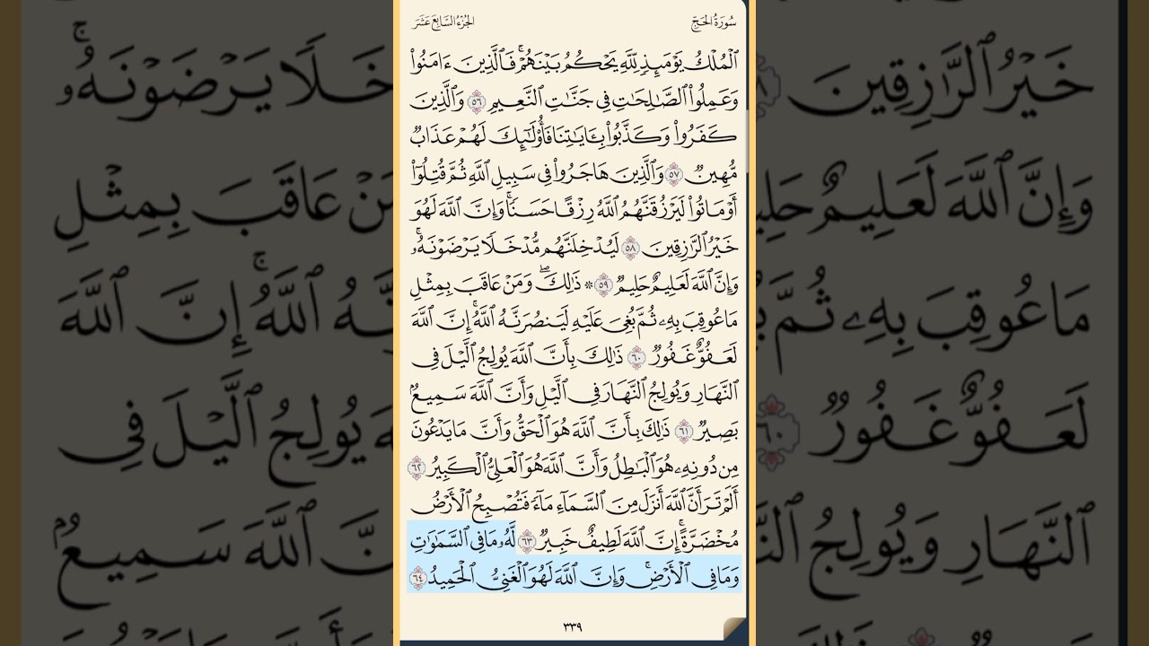 القرآن الكريم سورة الحج من الآية الكريمة 56 إلى الآية الكريمة 78 والاخيرة محمد ايوب