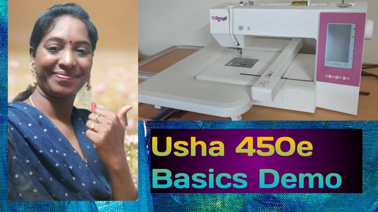 Usha 450e computer embroidery machine basic demo #computerembroiderymachinedemo #usha450edemointelug