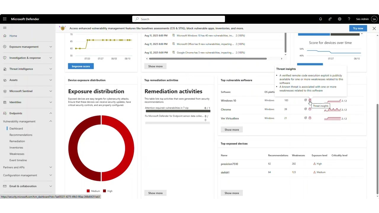 CISSP#20 - Demo - Vulnerability Management with Microsoft Defender