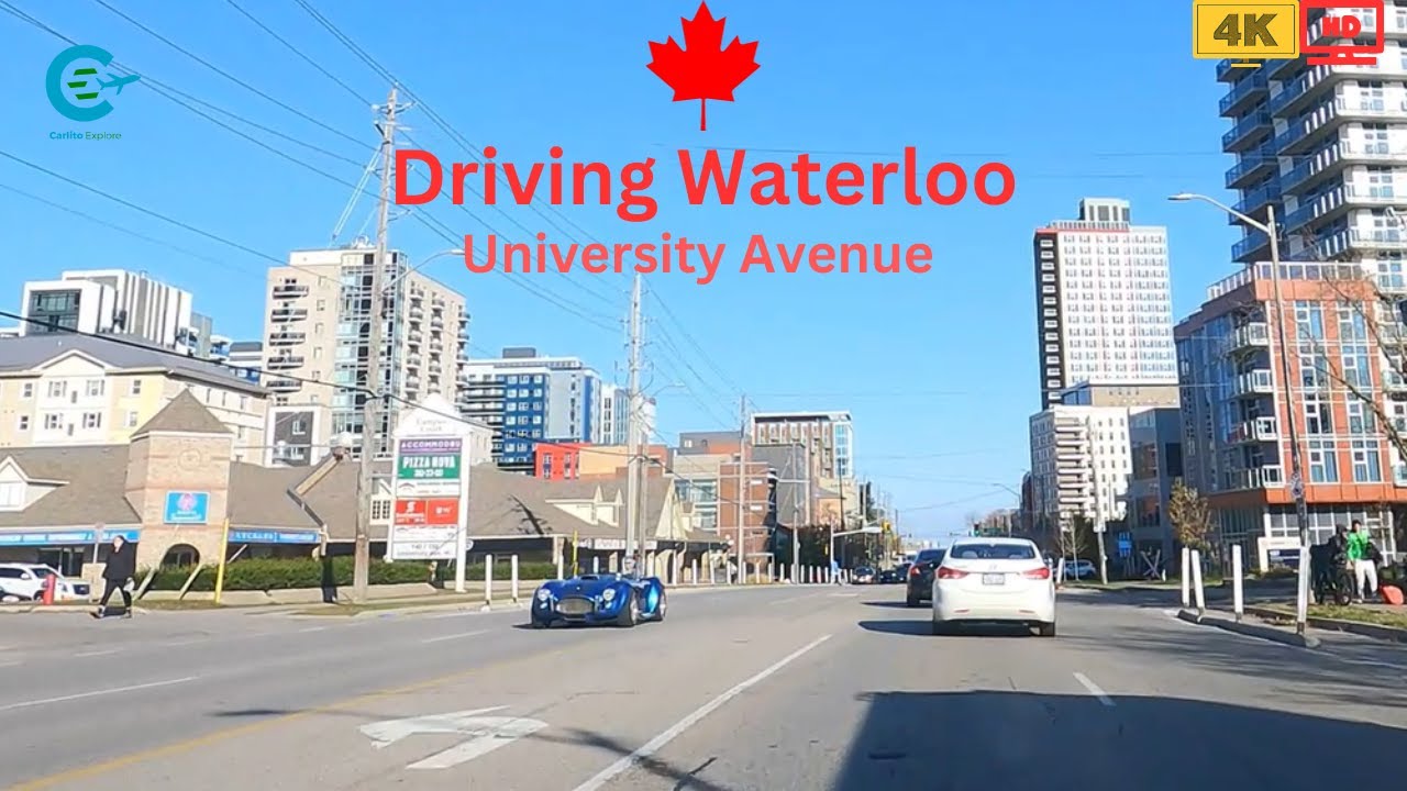 Driving Tour Waterloo on University Avenue 4K HDR | Virtual Driving Tour Waterloo University Av.