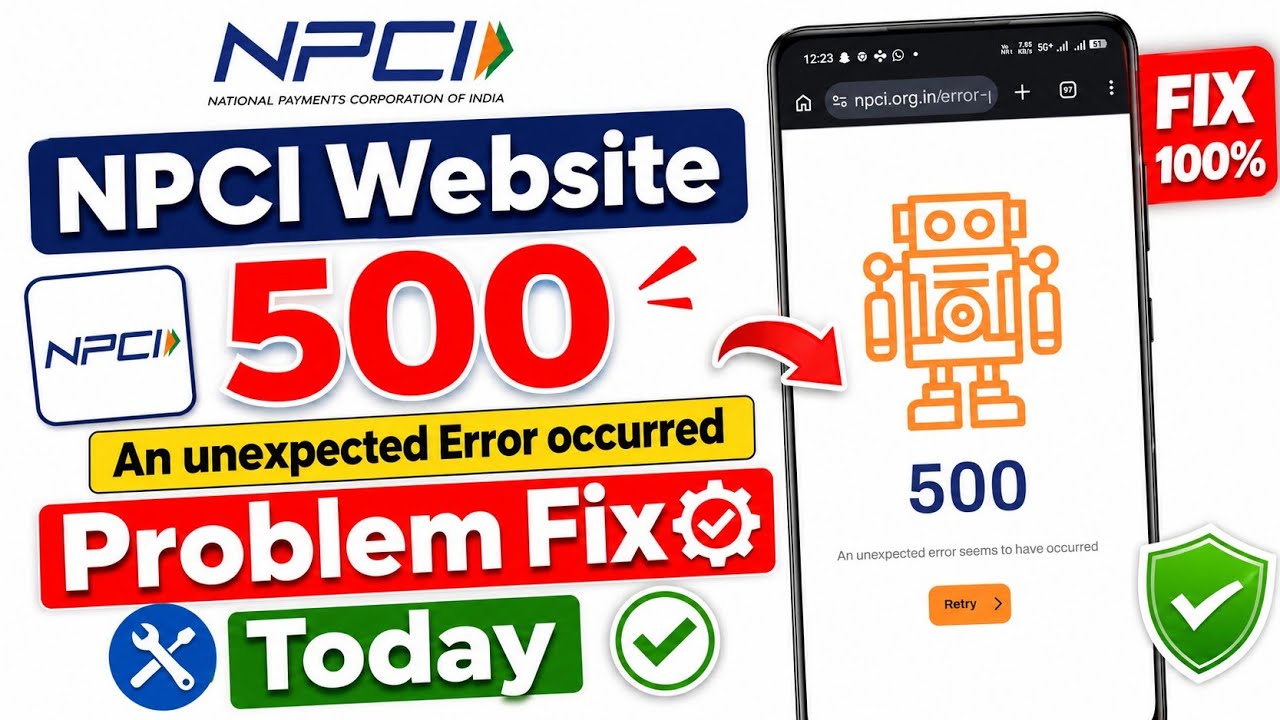 500 An unexpected error seems to have occurred ||npci aadhaar failure npci not working Today Problem