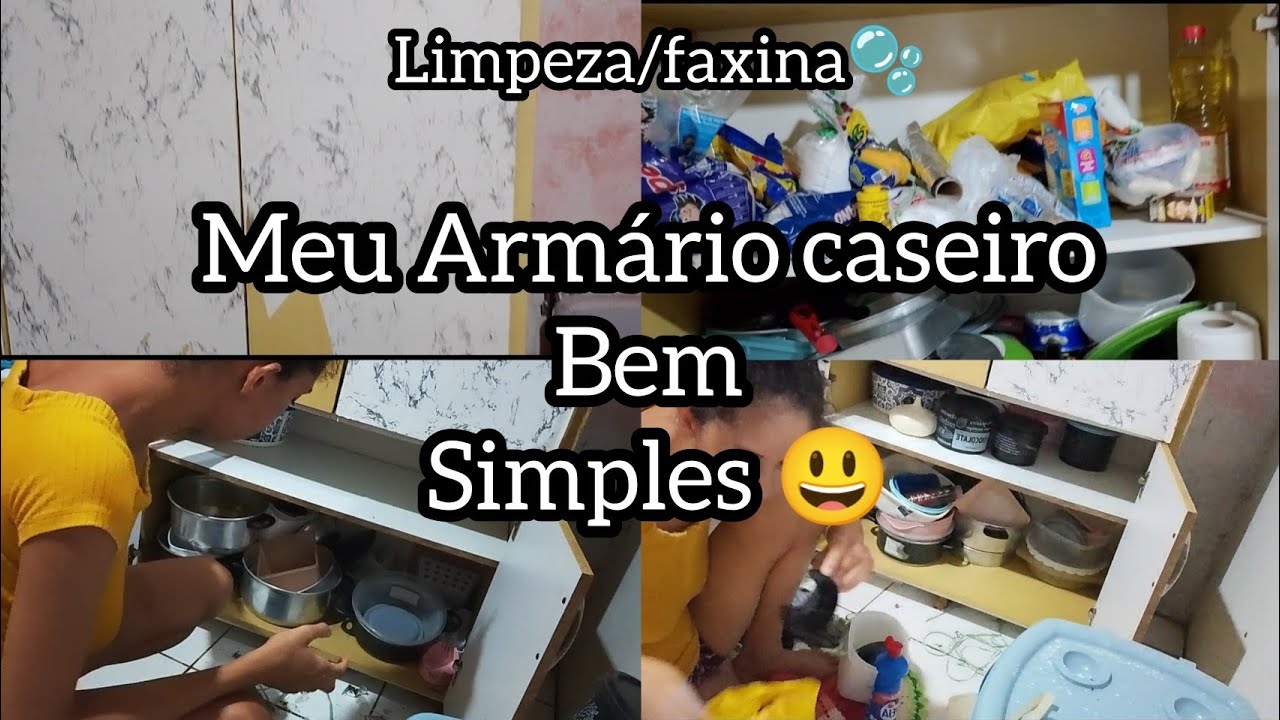 Tirei tudo do armário|Armário caseiro bem simples|limpeza e organização 🫧📷