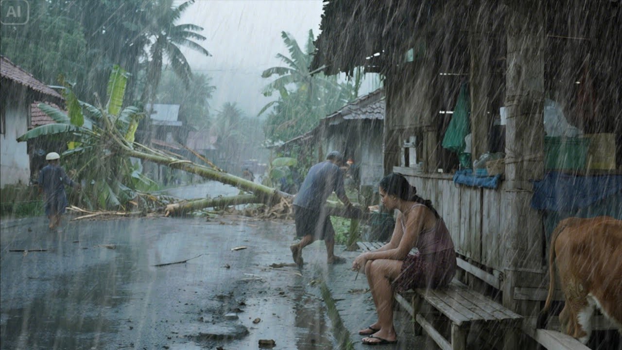 НЕВЕРОЯТНЫЙ ШТОРМ: СИЛЬНЫЙ ДОЖДЬ, СИЛЬНЫЙ ВЕТЕР И ГРОМЫ В АЗИАТСКОЙ ДЕРЕВНЕ!