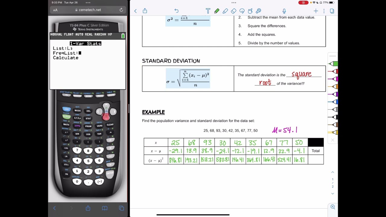 Variance & Standard Deviation