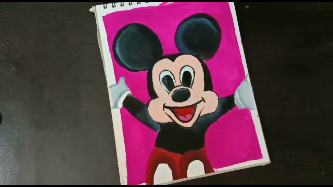 MICKEY MOUSE POSTER COLOUR PAINTING TUTORIAL 🎨🎨🎨🎨🎨🎨🎨🎨🎨🐹