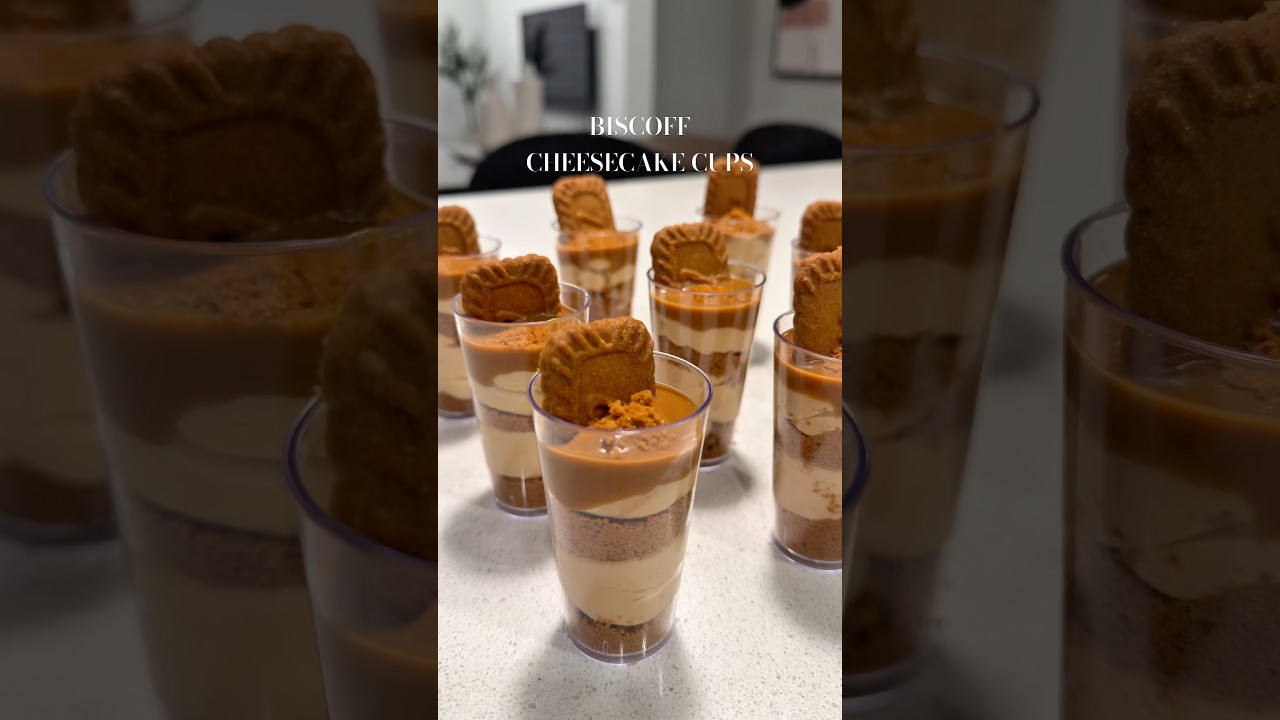 Biscoff Cheesecake cups 😋 #recipes #cheesecake #biscoff #desserts #recipeideas #baking #asmrsounds