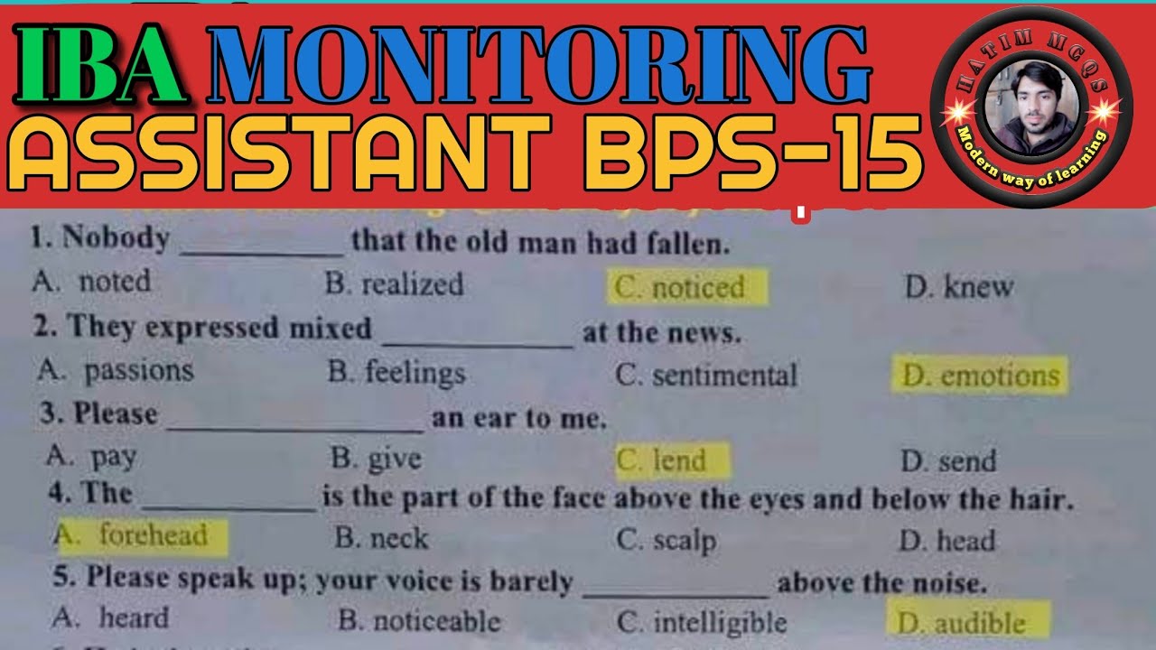 IBA MONITORING ASSISTANT PAST PAPER SOLVED 2024- 2025 | IBA JUNIOR CLERK  | IBA MONITORING ASSISTANT