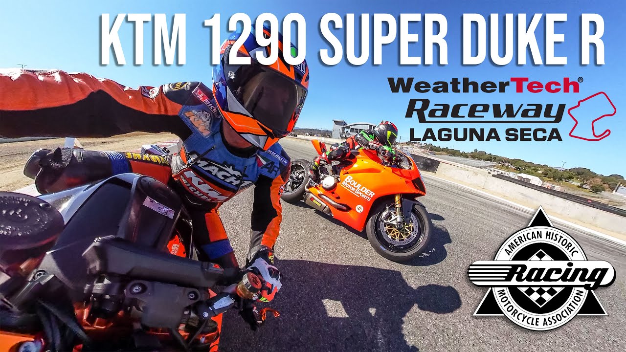 KTM 1290 Super Duke R на гоночной трассе Laguna Seca Raceway с камерой Insta360 ONE RS 1