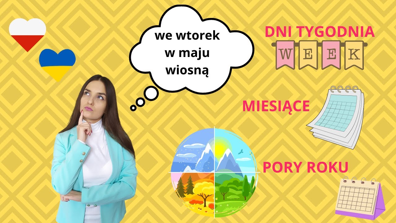 Дні тижня, місяці, пори року на польській мові. Dni tygodnia, miesiące, pory roku.