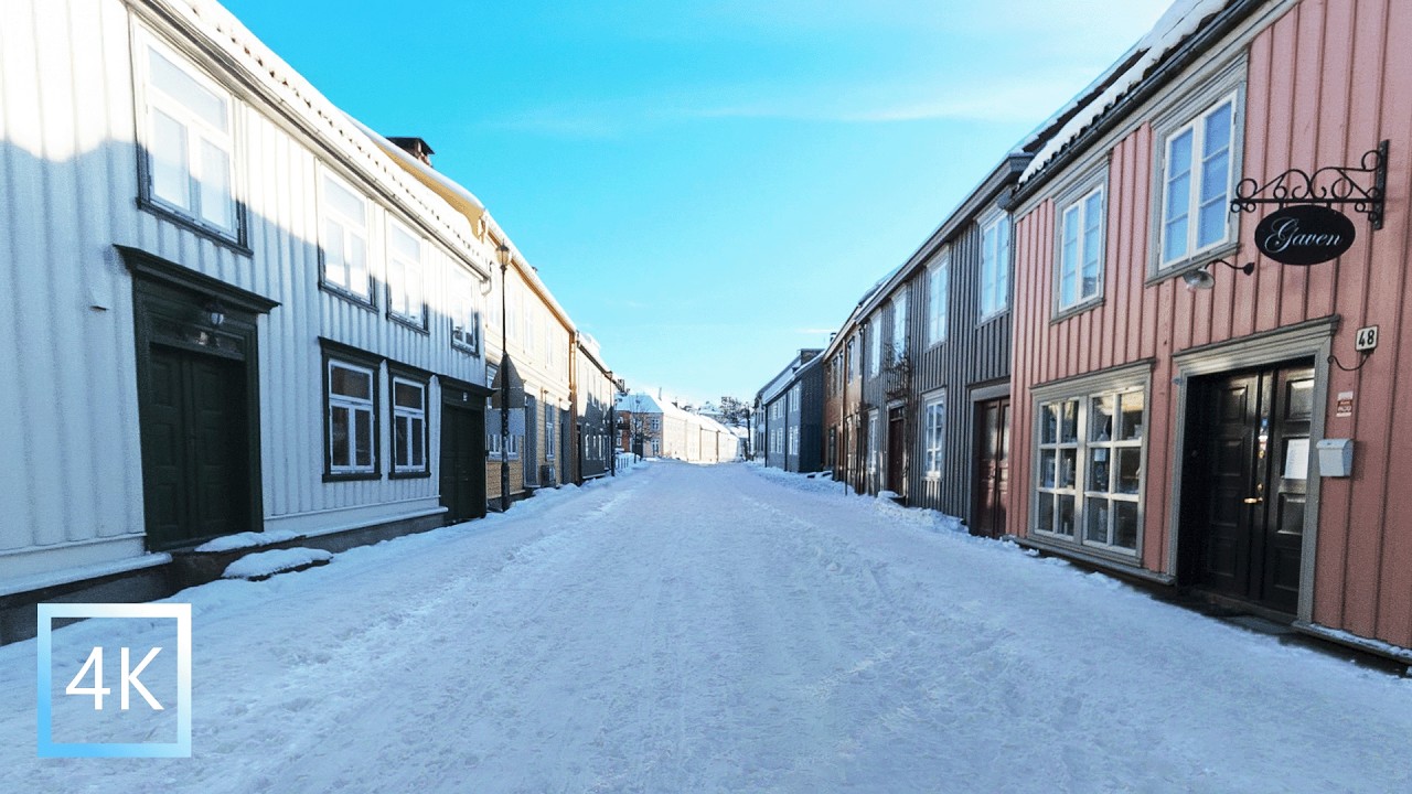 Winter Walk in Beautiful Trondheim, Norway | Relaxing City Walk Ambience 4K
