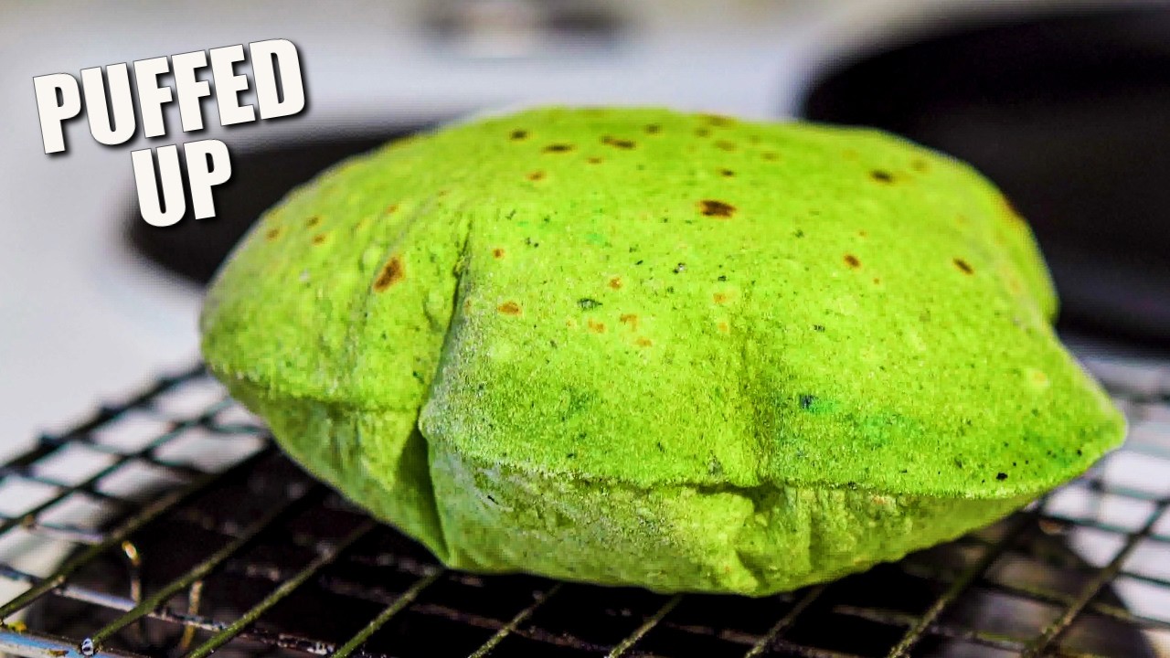 Spinach Roti (Soft & Puffy) | No Water Dough | Easy Indian Flatbread