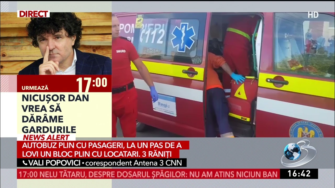 Un autobuz plin cu pasageri, la un pas de a lovi un bloc. Mai mulți oameni, răniți