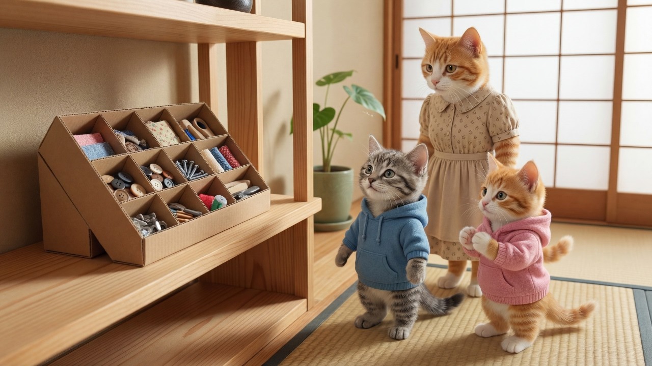 Mama Cat Teaches Her Kittens: Reuse, Recycle, and Respect What You Have