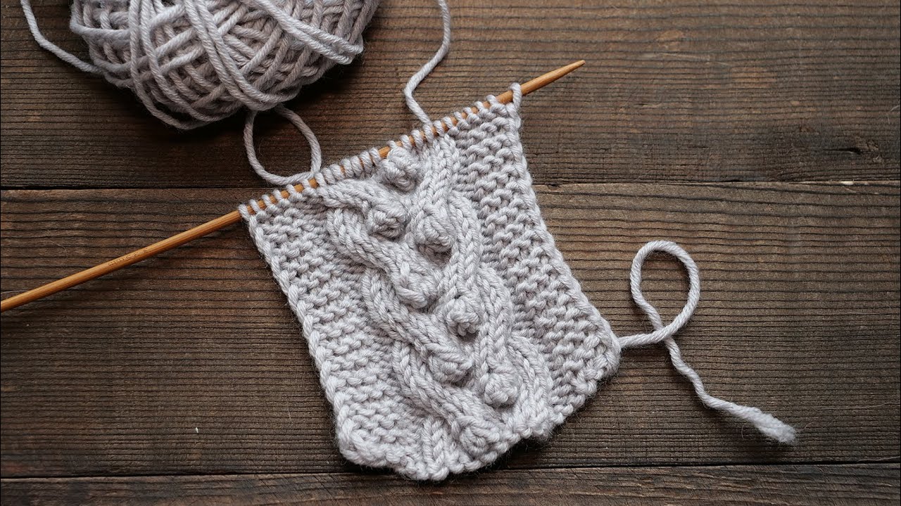 Коса с шишечками спицами 👍🏻 «Bobbles & Cables» knitting pattern