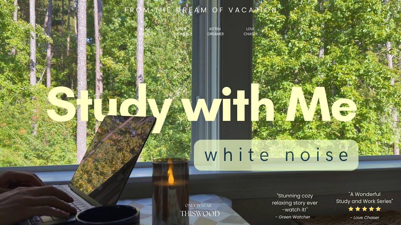 2-HOUR STUDY WITH ME 🍃 / Whitenoise Summer Sound Calm  🍏 / 30-5 Pomodoro / Deep Focus ADHD Relief