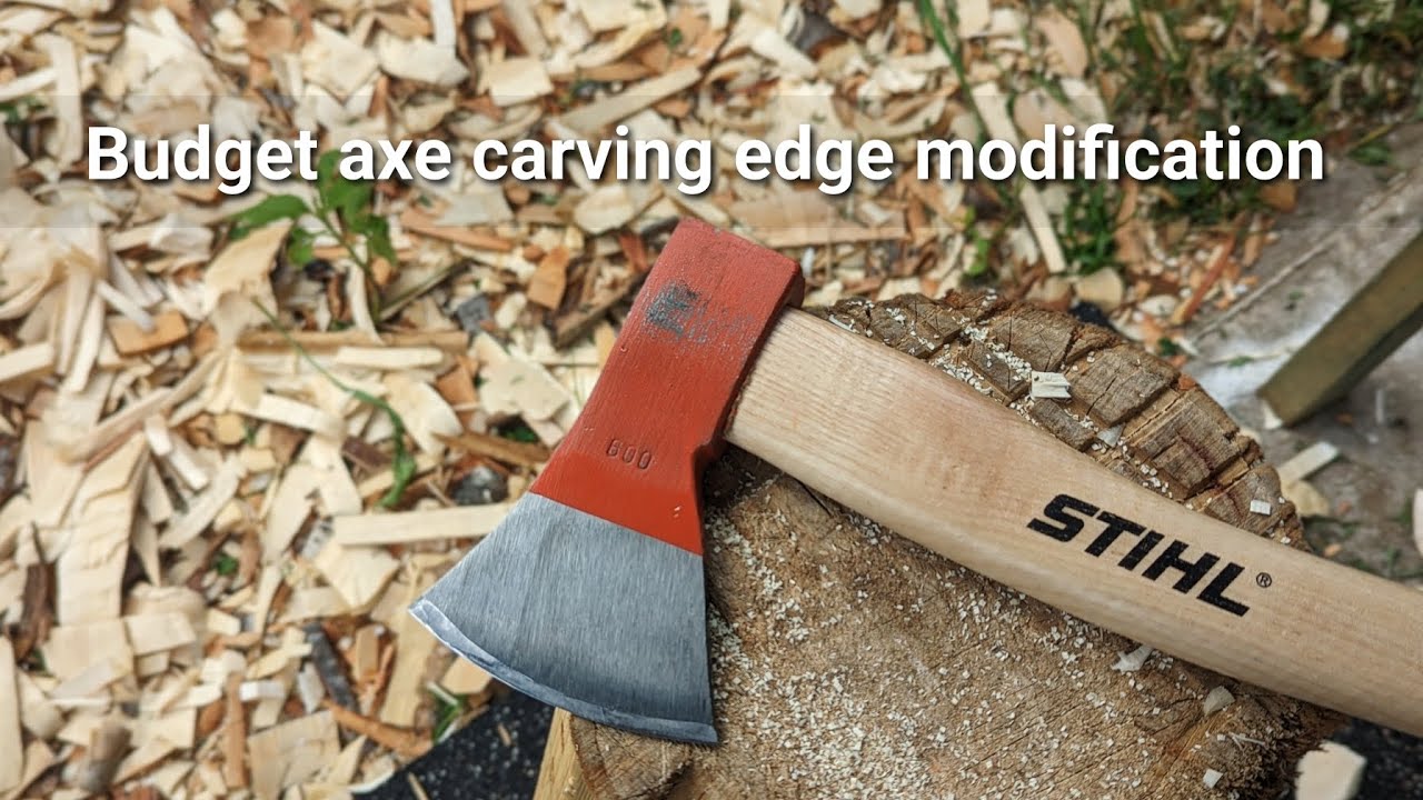 Spoon carving with budget axe edge modification