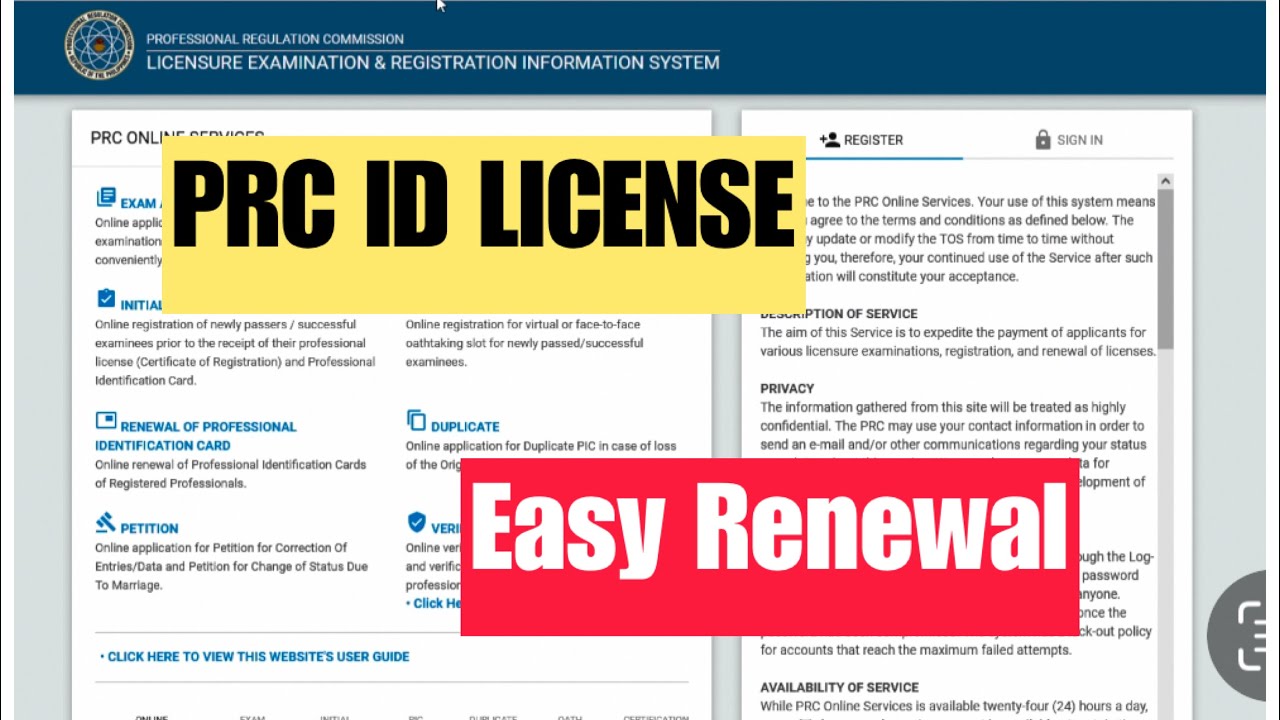 HOW TO RENEW PRC LICENSE ONLINE PRC ID LICENSE RENEWAL ONLINE