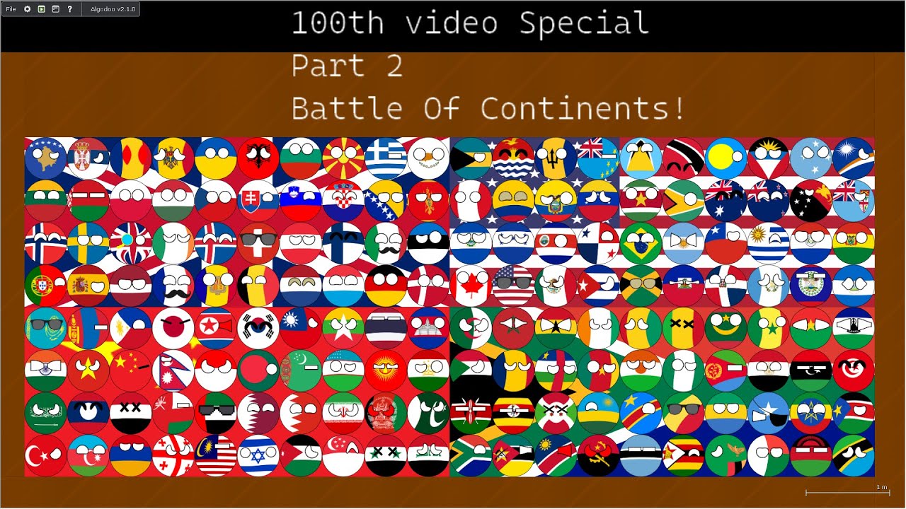 100th video Special Part 2 Battle Of Continents marble race in Algodoo!