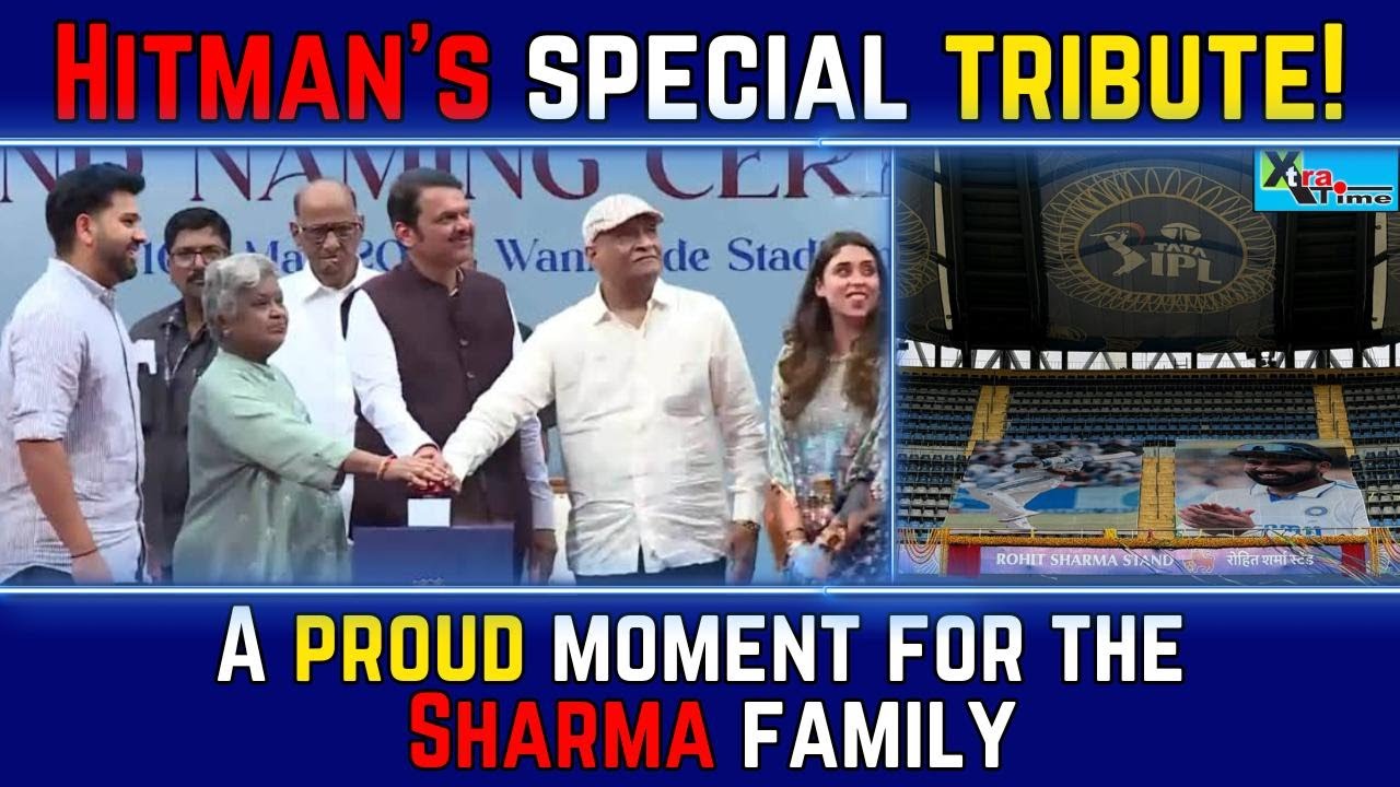 Rohit Sharma’s heartfelt tribute। Parents unveil stand named after him at Wankhede। IPL 2025