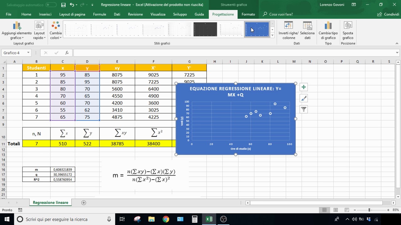Regressione lineare in Excel (video tutorial)
