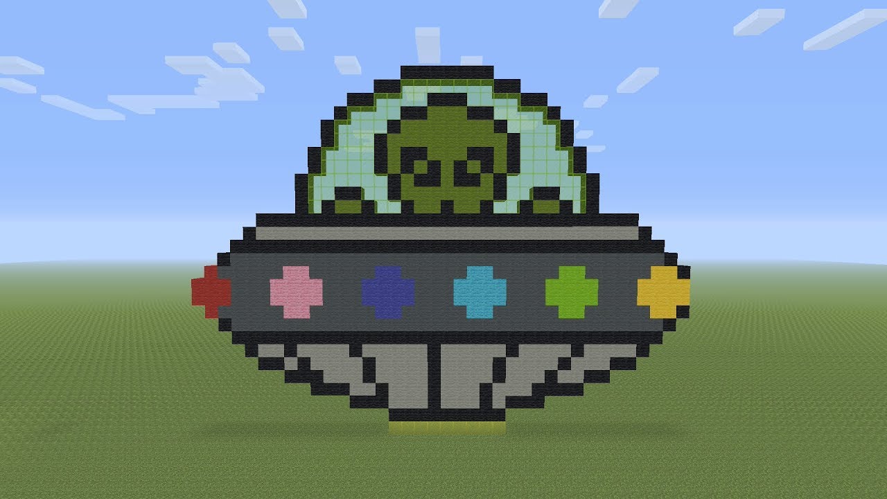 Minecraft Pixel Art - Area 51 Alien Flying Saucer