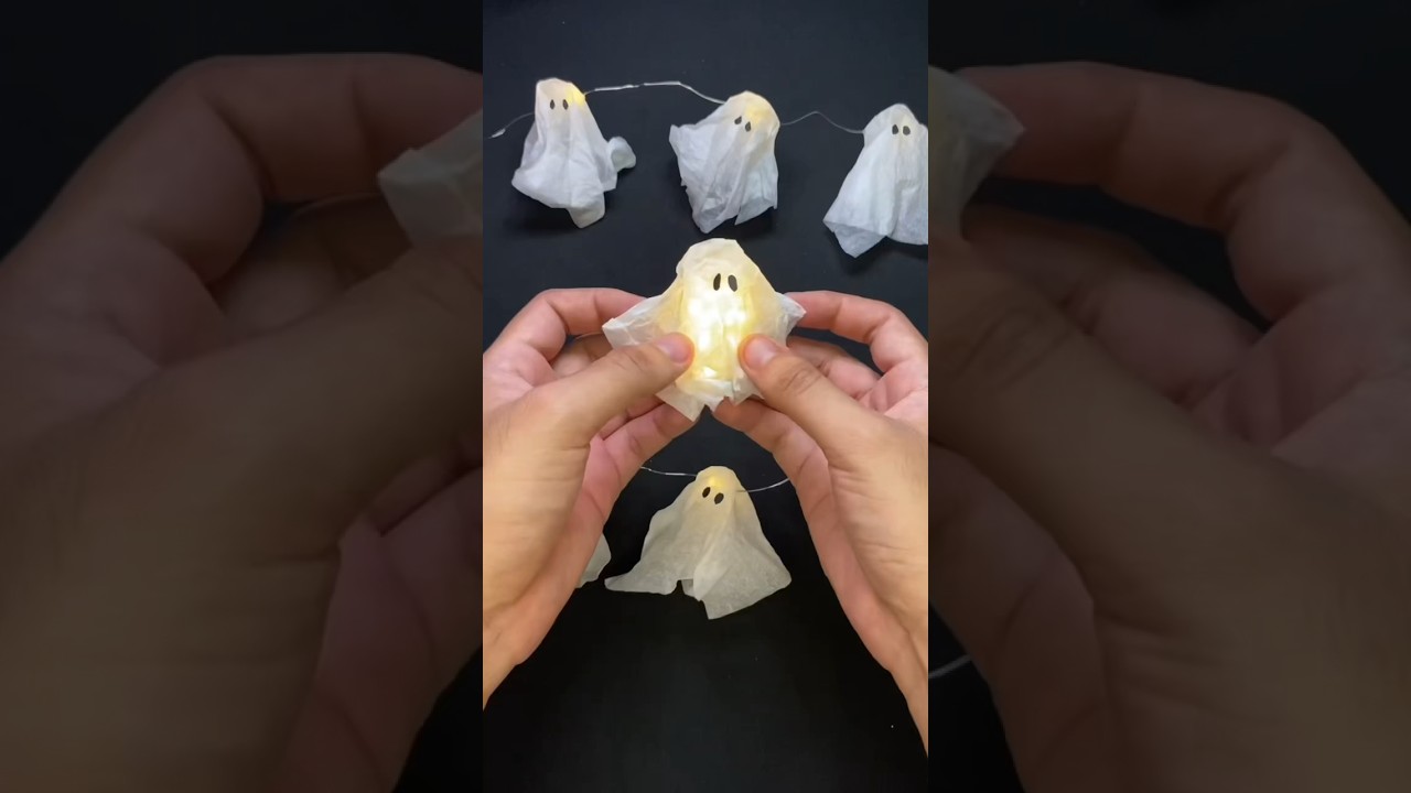 Fantasmas de papel #halloween #origami #decoracioneshalloween #fantasmasdepapel