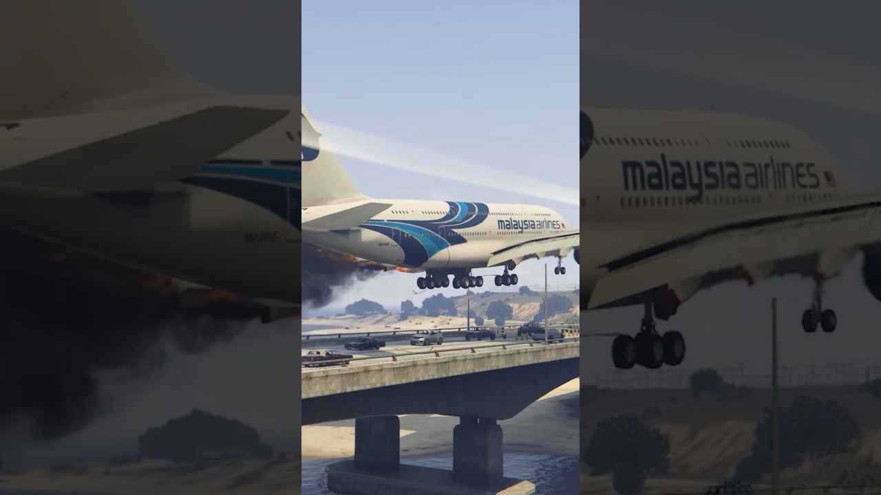 A380 Engine Fire Passes Over Highway Traffic