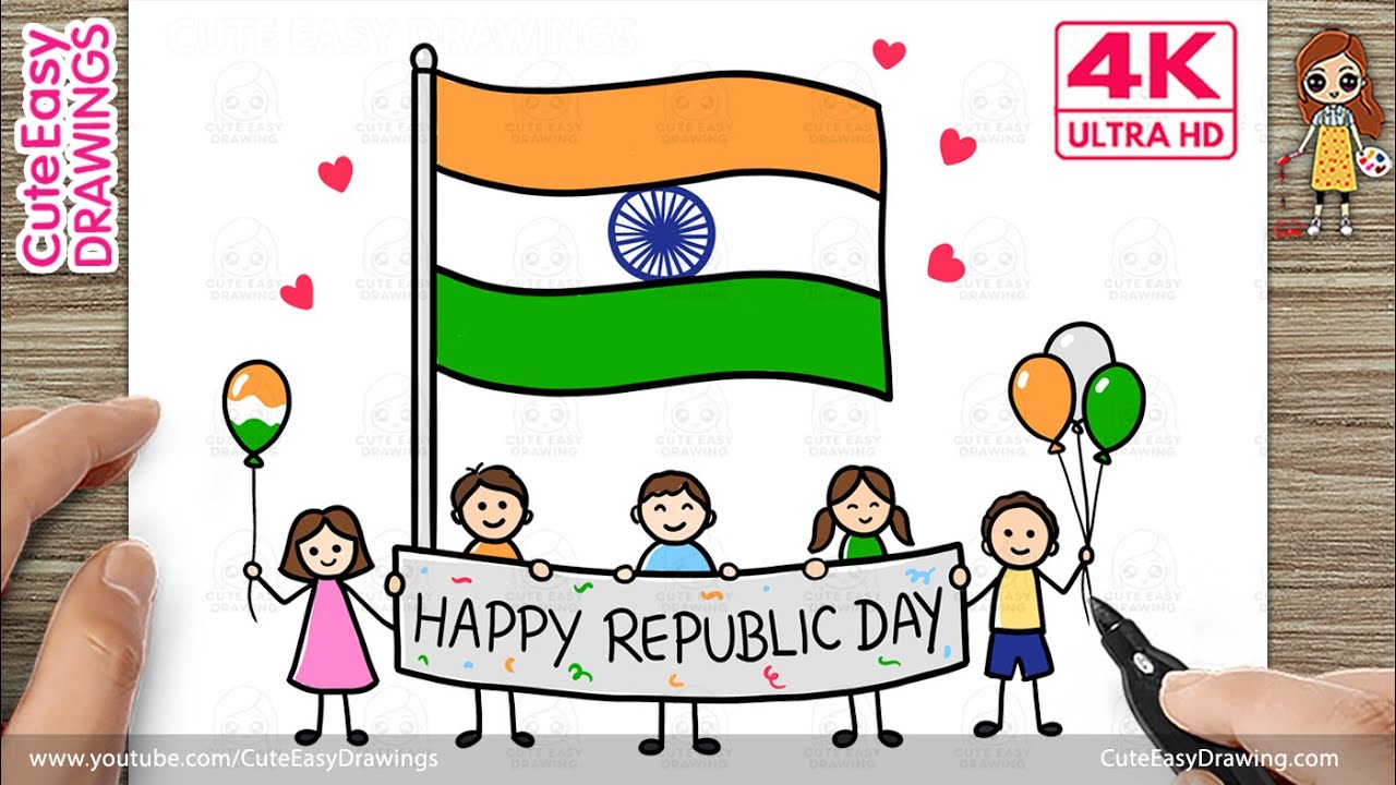 Republic Day Drawing for Kids 🇮🇳 | Easy 26 January Drawing Step by Step | 26 जनवरी आसान ड्राइंग