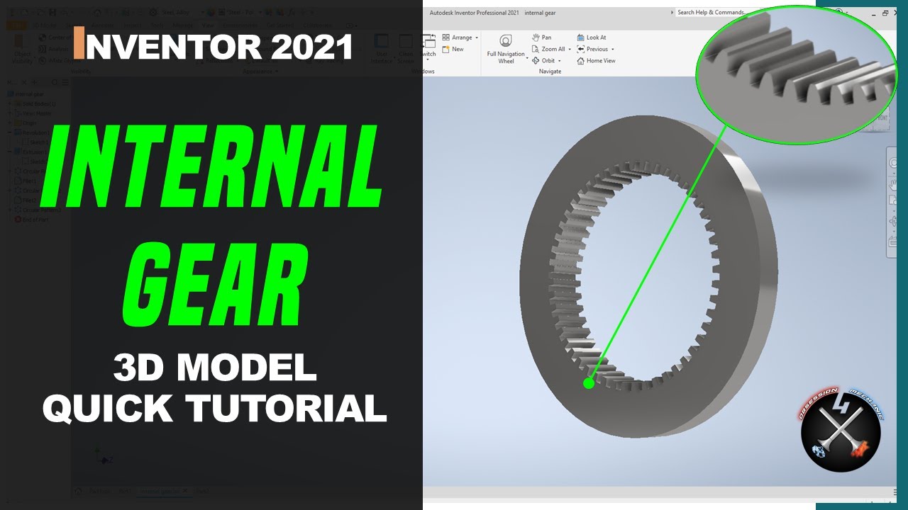 INTERNAL GEAR MADE QUICK AND EASY ⚙️ | 3D Model tutorial | Autodesk Inventor Professional 2021