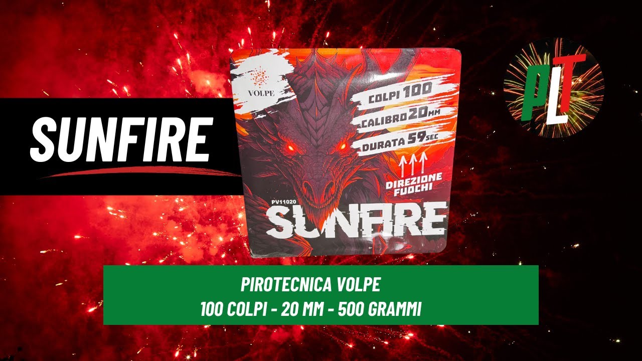 Test Batteria SUNFIRE 100 colpi 20 mm 500 grammi di PIROTECNICA VOLPE