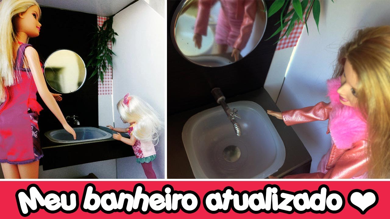 Como fazer torneira e pia de banheiro para Barbie e Outras bonecas